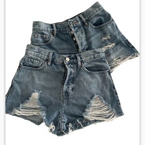 PacSun Blue Distressed Jean Shorts set of two